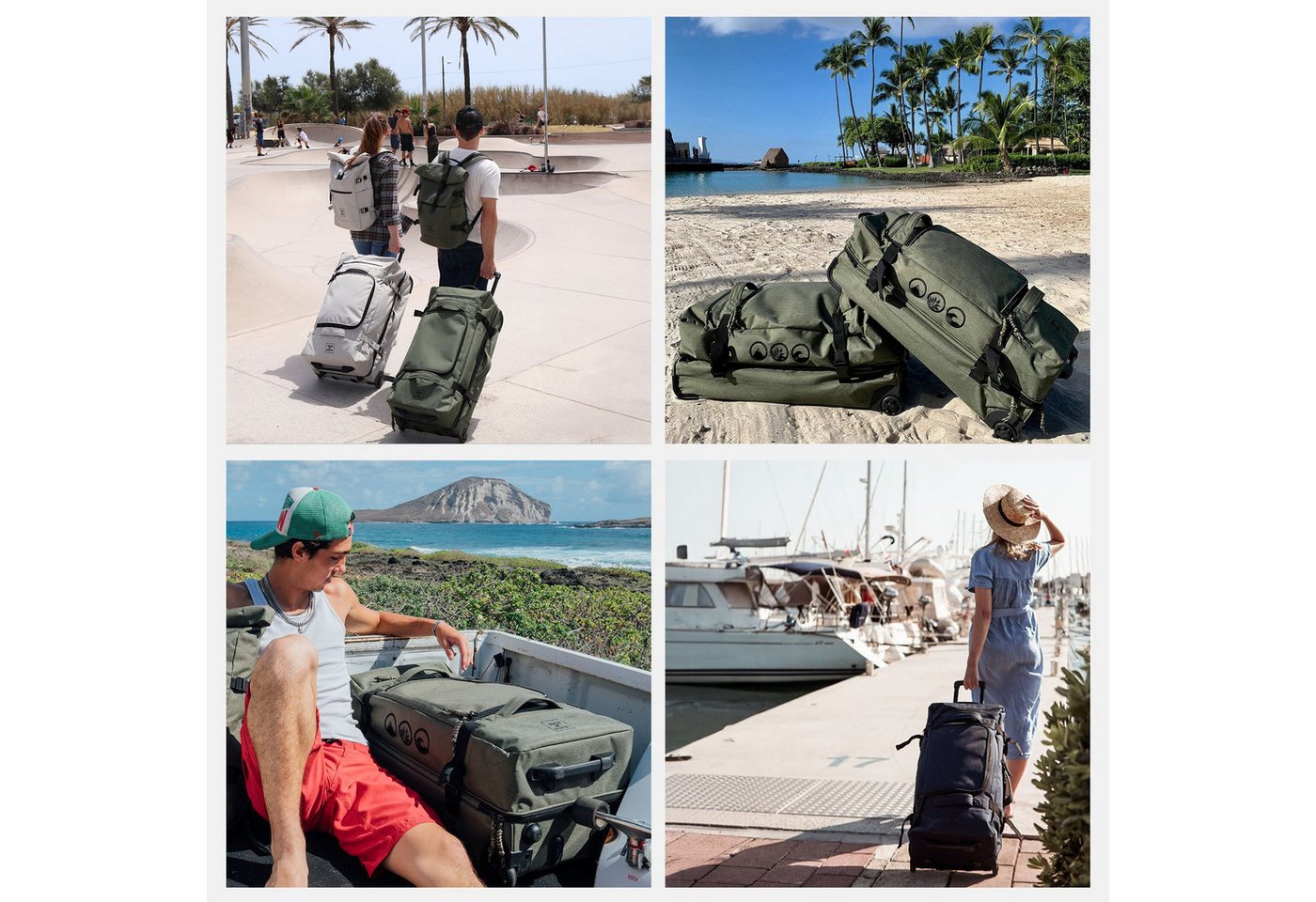 SONS OF ALOHA Kofferset Reisetasche mit Rollen groß Duffle 80 cm XL 120L, 2 Rollen, (0 tlg), großer Roll-Koffer mit Trolleyfunktion, aus Meeresplastik Bild 3