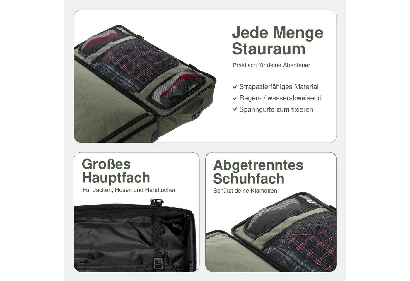 SONS OF ALOHA Kofferset Reisetasche mit Rollen groß Duffle 80 cm XL 120L, 2 Rollen, (0 tlg), großer Roll-Koffer mit Trolleyfunktion, aus Meeresplastik Bild 5
