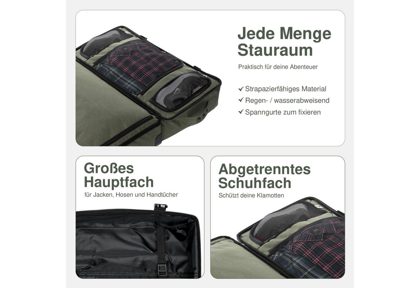 SONS OF ALOHA Kofferset Reisetasche mit Rollen groß Duffle 80 cm XXL 140L, 2 Rollen, (0 tlg), großer Roll-Koffer mit Trolleyfunktion, aus Meeresplastik Bild 4