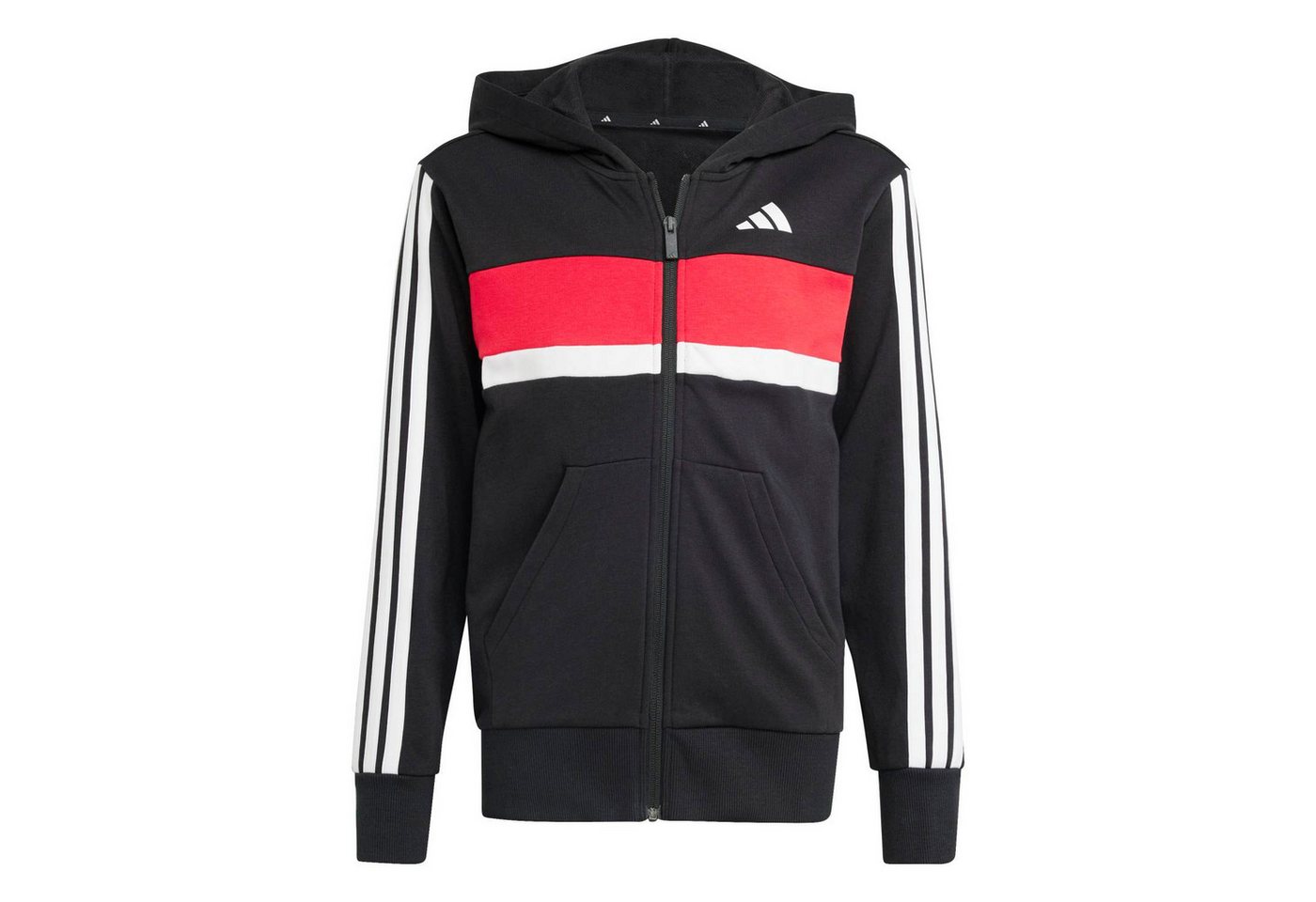 adidas Performance Trainingsanzug Seasonal Essentials Tiberio 3-Streifen schwarz/weiss/rot Jungen Bild 3