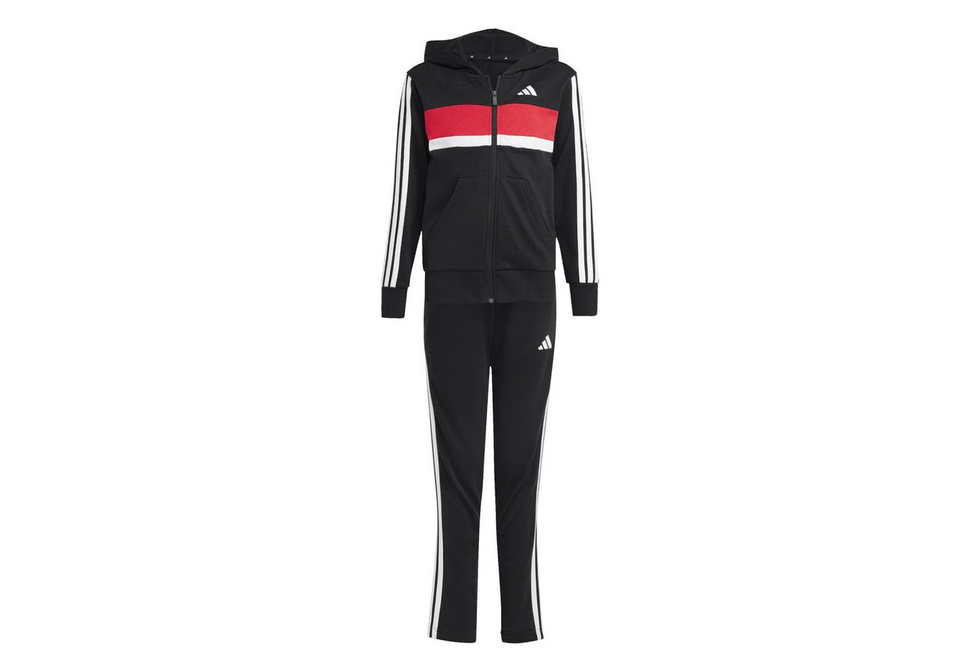 adidas Performance Trainingsanzug Seasonal Essentials Tiberio 3-Streifen schwarz/weiss/rot Jungen Bild 5
