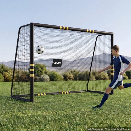 VEVOR Fußballtor 3 x 2 m, Tragbares Soccertor mit Dickwandigen Eisenrohren für Gärten Parks Schulen und Sportplätze, mit PE-Netz für über 110 km/h, Bodenankern und Stoßdämpfender Schaumstoffpolsterung