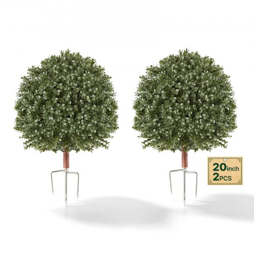 VEVOR Künstliche Pflanze 2x Künstlicher Buchsbaumkugel mit Erdspieß 508mm, Dekopflanze für Zimmer Balkon Büro Veranda Garten, UV-Beständig, Immergrüner Kunstbaum aus PE, Naturgetreu, Indoor & Outdoor