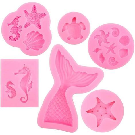 6-teiliges Fondant-kuchenform-set, Meerjungfrauenschwanzform, Diy-tier-silikonform-set, Schokoladenform, Geleeform