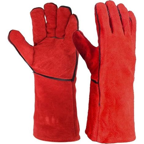 Rhg Schweißerhandschuhe Aus Rindsleder - Einheitsgröße 10 - L. 35 Cm Ein Paar Hitzebeständige Schweißerschutzhandschuhe Aus Leder -