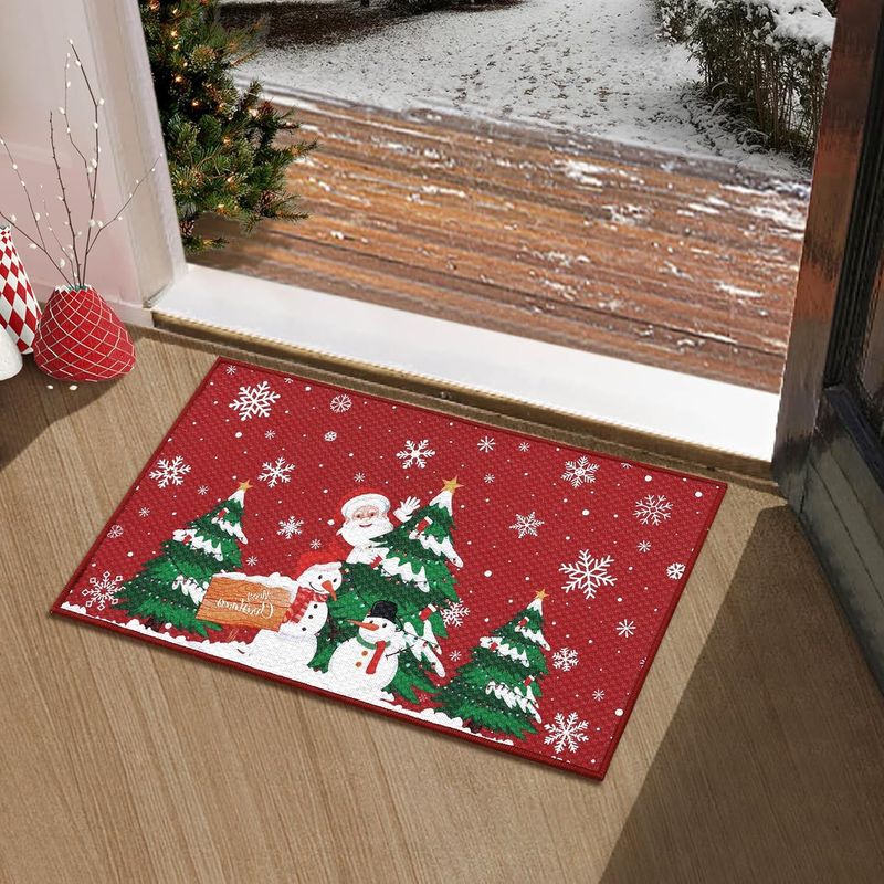 Rote Weihnachtsmann-fußmatte Für Den Außenbereich, Willkommensmatte Für Die Haustür, Rutschfeste Weihnachtsmatte Für Drinnen Und Draußen, 60 X 90 Cm