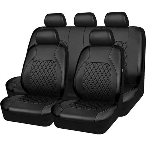 Komplettes 9-teiliges Autositzbezug-set Aus Pu-leder – Strapazierfähiger Verschleißschutz – Schnelle Und Universelle Montage