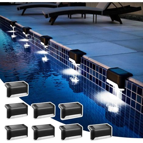 Set Mit 8 Wasserdichten Solarleuchten Für Zäune, Treppen, Höfe, Terrassen Und Wege (schwarz, Weiß)