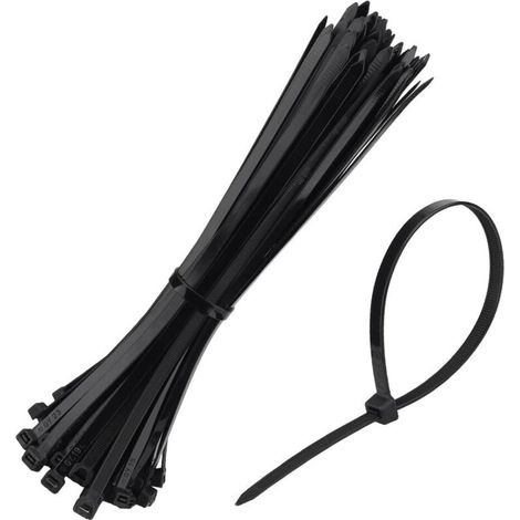 100 Kabelbinder, 300 Mm X 7,6 Mm, Schwarze Kabelbinder, 300 Mm Lange Kunststoff-kabelbinder, Professionelle Kabelbinder, Geeignet Für Industrie Und Kabelbereich (schwarz)