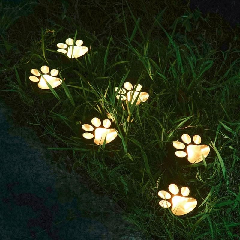 Solarbetriebene Led-lichterkette Mit Pfotenabdrücken – Wasserdicht – Für Garten Und Außendekoration – Warmes Licht (6er-set)