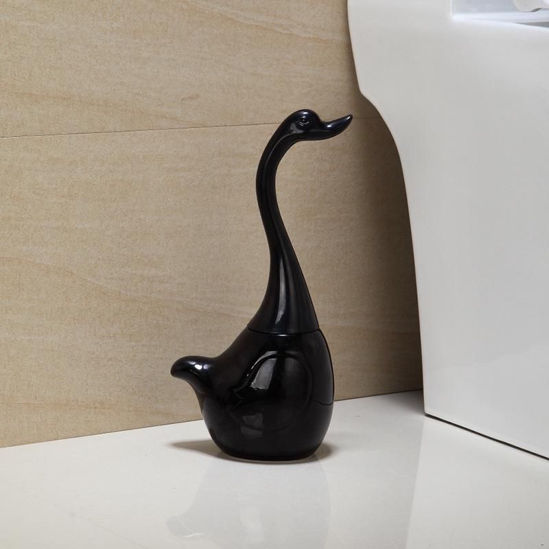 Schwanenförmiges Toilettenbürsten-set, Designer-toilettenbürstenhalter Und -ständer Für Das Badezimmer (schwarz)