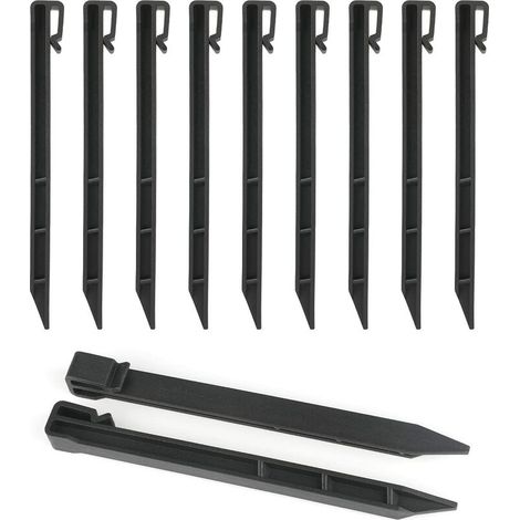 Set Mit 12 Gartenrand- Und Landschaftsbegrenzungspfählen, 25 Cm, Robuster Kunststoff, Verankerungspfähle Für Einfassungen Und Terrassendielen (schwarz)