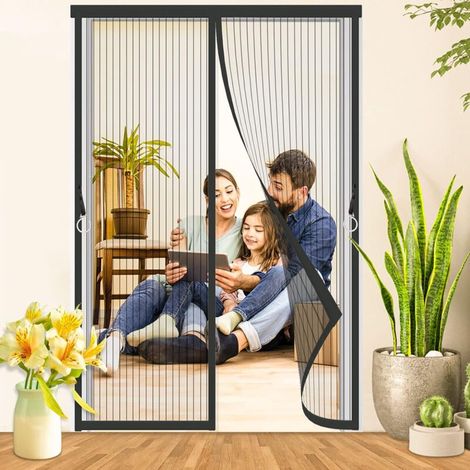 Magnetisches Moskitonetz Für Tür 140x210 - Schwarzer Anti-moskito-magnet Mit Strapazierfähigem Netzgewebe, Automatisch Schließender Moskitonetz-türvorhang, Fliegengitter Für Kinder Und Haustiere