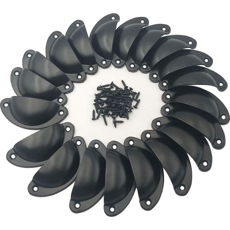 Vintage-muschelgriff, Vintage-möbelgriff, Retro-türknauf, Schranktürknauf, 20 Stück Schwarze Retro-türgriffe Mit 40 Schrauben