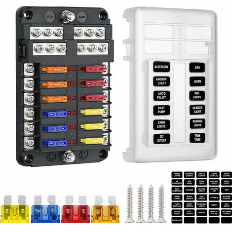 12-fach Sicherungskasten, 12-v-sicherungshalter, Ato 32v 100a Mit 12 Led-anzeigen, Wasserdichter Schutzabdeckung, Sicherungskasten Mit 24 Kfz-flachsicherungen Für Auto, Motorrad, Boot Und Schiff