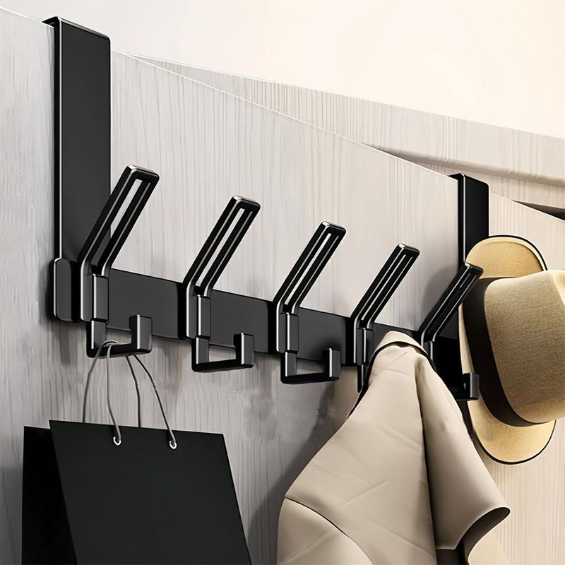 Türhänger-garderobe Mit 6 Haken Für Küche, Schlafzimmer, Badezimmer (schwarz)