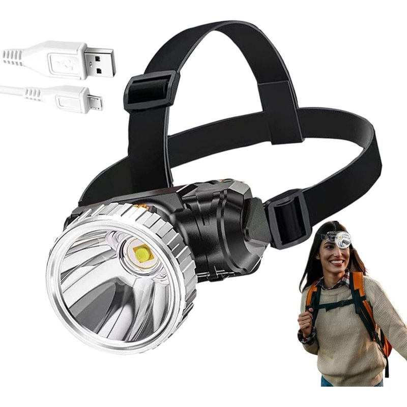 Wiederaufladbare Led-stirnlampe Per Usb, Wasserdichter Led-scheinwerfer, Outdoor-ausrüstung Für Wandern, Nachtarbeit Und Baustellen