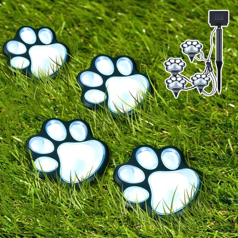 Dekorative Led-solar-pfotenabdruck-außenleuchte (4er-set) Solar-haustierpfotenabdruck-leuchten Für Hund, Katze, Terrasse, Hof, Gehweg, Garten, Pfad, Rasen (solar-pfotenabdruck)