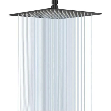 Schwarzer Duschkopf, 30 Cm Regenduschkopf, Quadratischer Duschkopf Aus Edelstahl 304, Anti-kalk-duschkopf, Universelles 1/2-zoll-gewinde, 360° Drehbar, Einfache Montage