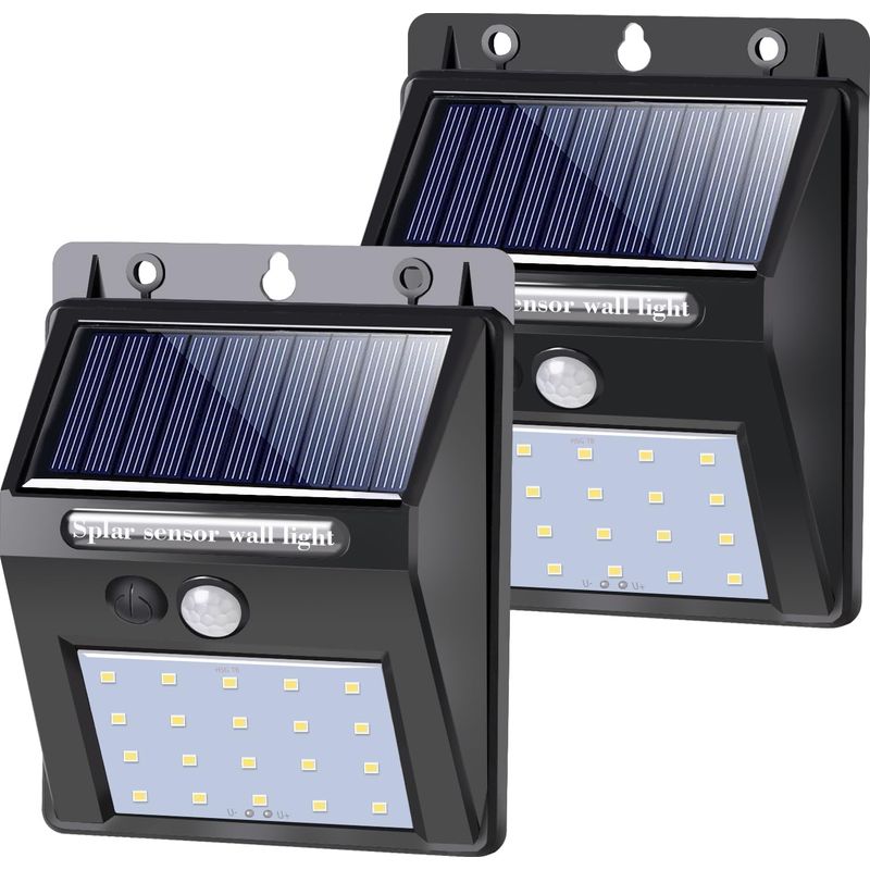 Solar-außenleuchte, Led-solarleuchte Mit Bewegungssensor Für Die Gartenwanddekoration, Kabellose Solarbeleuchtung, Ip44 Wasserdicht, 2er-pack [energieeffizienzklasse A++]