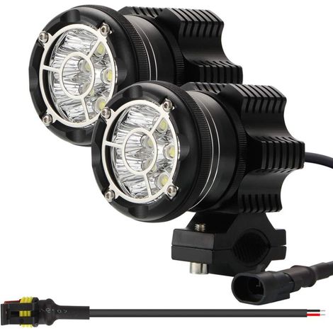 90w 6000k 9000lm Rundscheinwerfer-set Mit Led-technologie, Integrierter Chip Für Motorrad-zusatzscheinwerfer, Verschleißfreie Fahrscheinwerfer, Spotlicht + Blitzlicht, Dualmodus, Cnc-gefräste Linse Au