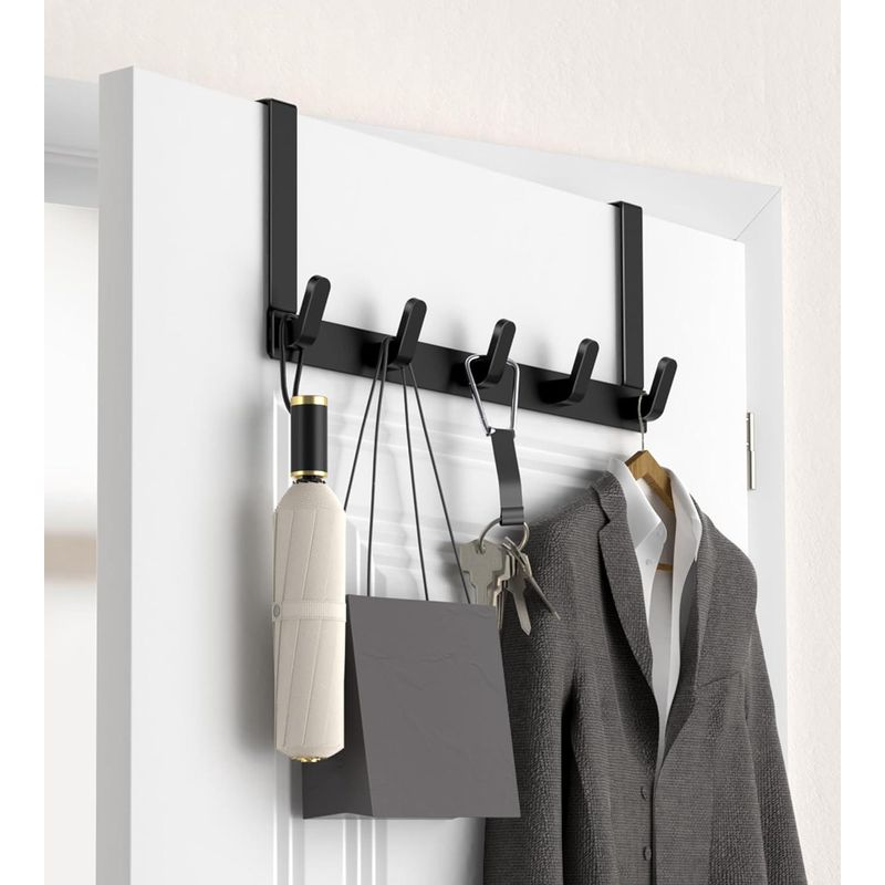 Türhaken Mit Ausziehbarem Arm, Aufbewahrung Für Badezimmeraccessoires Und Handtuchhalter – 1-teilig, Mattschwarz