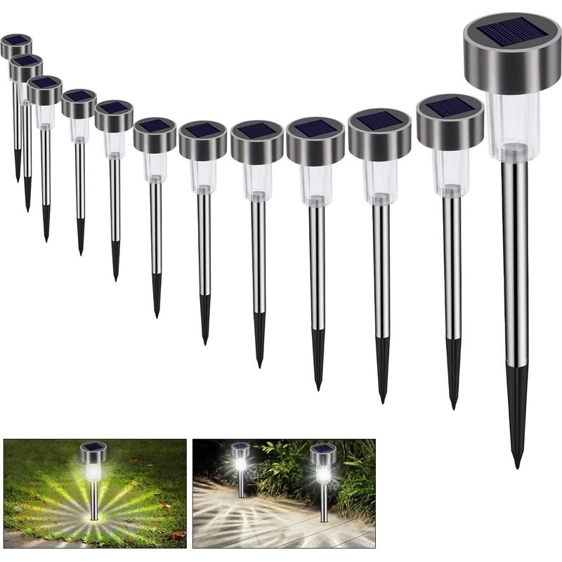 12-teiliges Solar-gartenleuchten-set, Ip65 Wasserdichte Led-bodenleuchten, Automatisch Wiederaufladbare Solar-gartenleuchten Für Wege, Rasenflächen Und Terrassen (warmweiß) [energieklasse