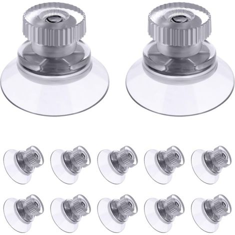 Set Mit 12 Extra Starken, Transparenten 25-mm-schraubsaugnäpfen Aus Pvc. Einfache Befestigung Auf Glas, Fliesen, In Badezimmern Und Wohnmobilen.