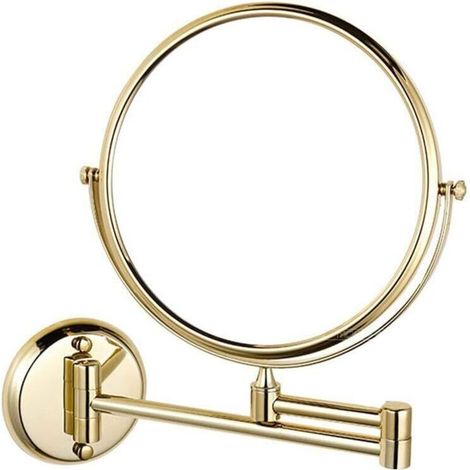 20,3 Cm Wand-vergrößerungsspiegel, Beidseitig Schwenkbar, Ausziehbar, 5-fache Vergrößerung Für Make-up Und Rasur, Gold