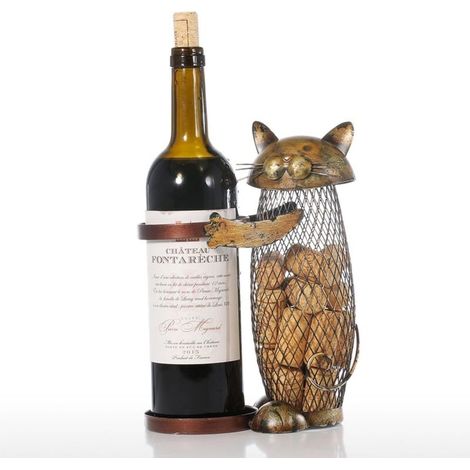 Weinflaschenhalter In Katzenform, Katzen-weinflaschenhalter, Dekorative Metallskulptur