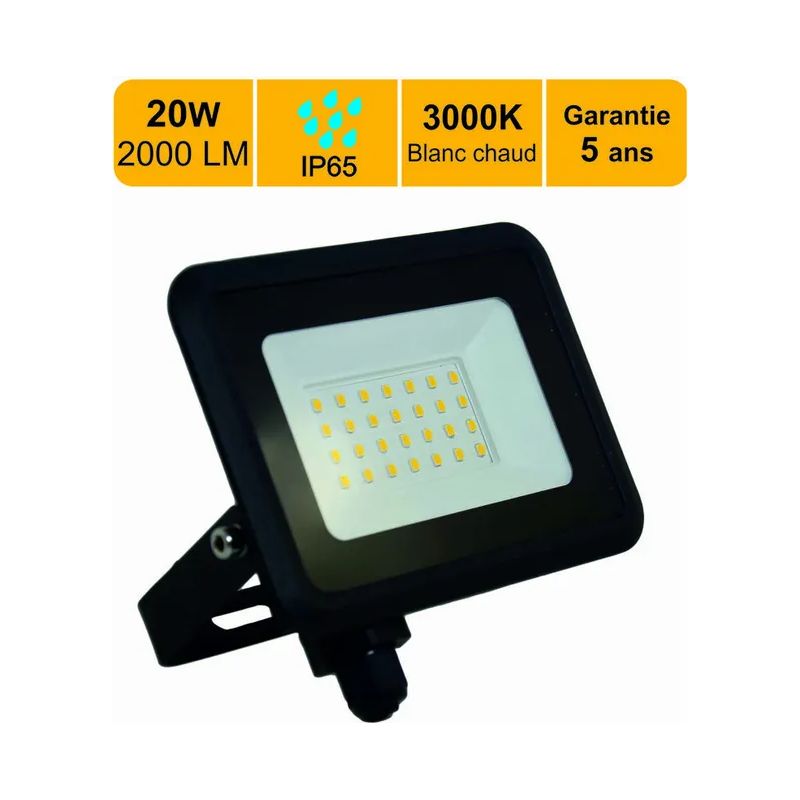 20-w-led-flutlicht, 2000 Lumen, 3000 K, Ip65 – Direktanschluss