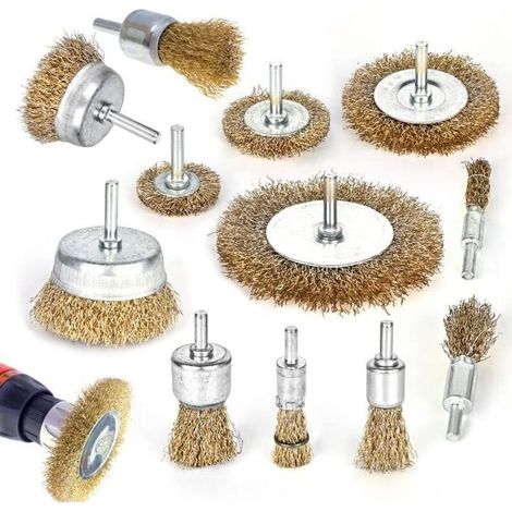 12-teiliges Drahtbürsten-set Für Bohrmaschinen, Metallbürsten-set, Messingpolierbürste, Drahtbürsten-set Für Schraubendreher Und Bohrmaschinen Zur Reinigung Von Rost Und Korrosion