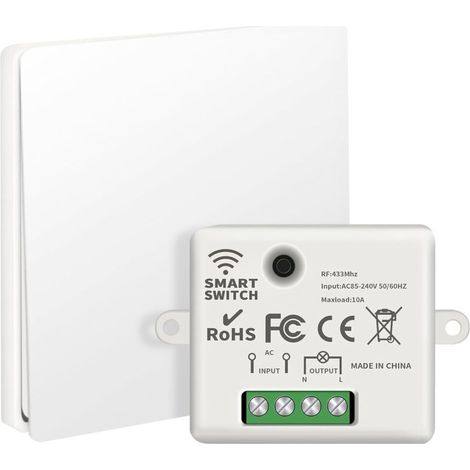 Drahtloses Schalterset Ohne Batterie, 10a 240v, Selbstversorgender Drahtloser Lichtschalter Und Rf433 Drahtlose Fernbedienung Zur Fernsteuerung Von Lampen Und Geräten.
