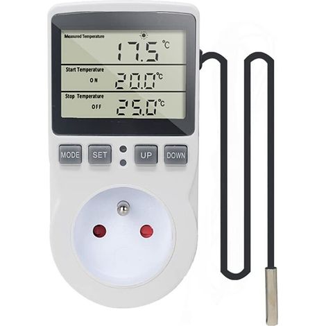 Thermostatstecker, Digitaler Temperaturregler, 220 V Heiz- Und Kühlfunktion Mit Sonde, Lcd-temperaturreglerstecker