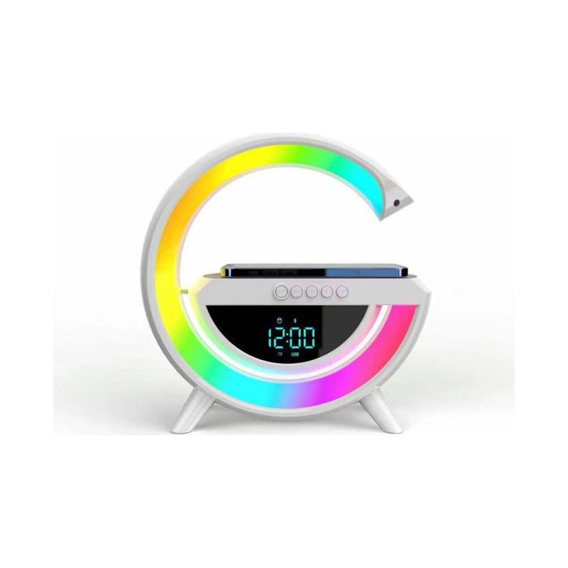 Bluetooth-smart-lautsprecher Mit Wecker, Kabelloser Ladefunktion Und Stimmungslampe Mit 6 Beleuchtungsmodi Für Schlafzimmer Und Homeoffice