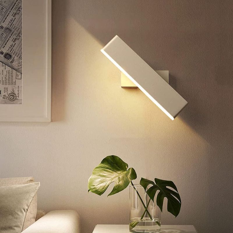 Led-wandleuchte, Schlichte Und Moderne Wandleuchte, 360° Drehbare Innenbeleuchtung, Acryl 7w, Warmweiß (3000k, Weiß)