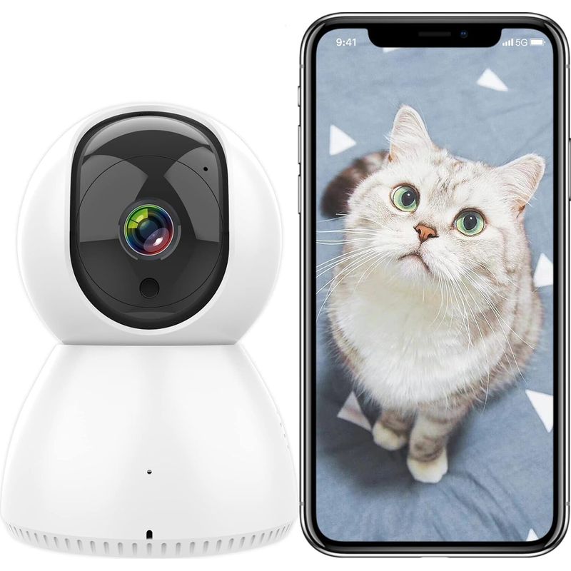 Wlan-überwachungskamera Für Den Innenbereich, 2,4 Ghz/5 Ghz, 1080p 360°-ip-kamera, Kompatibel Mit Alexa Und Google Home, Nachtsicht, Bewegungserkennung, Zwei-wege-audio (1 Stück)