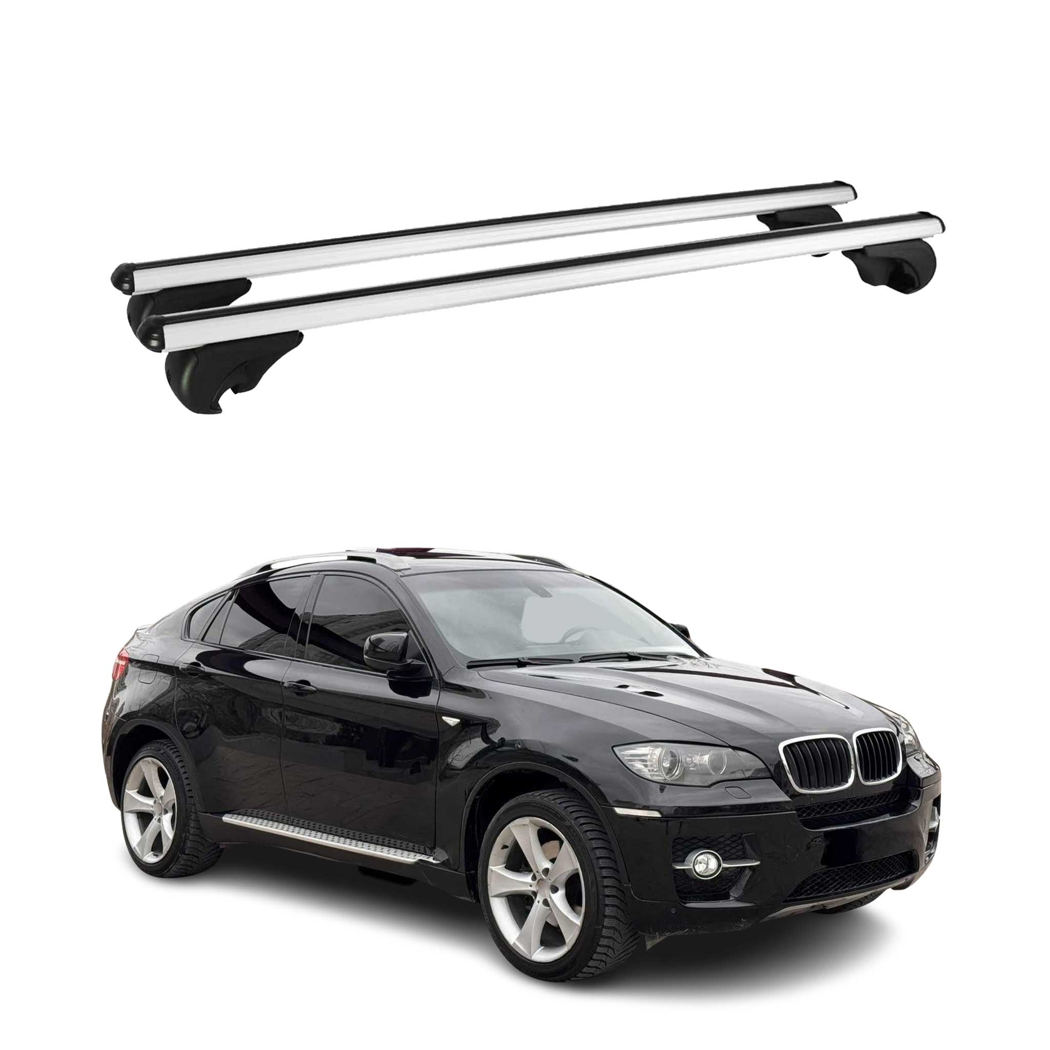 Omac Aluminium Dachträger Querträger Für Bmw X6 E71 E72 2007-2014 – Tüv / Din 75302:2019 – Abschließbar – Max. 75 Kg – 2 Stangen Silber
