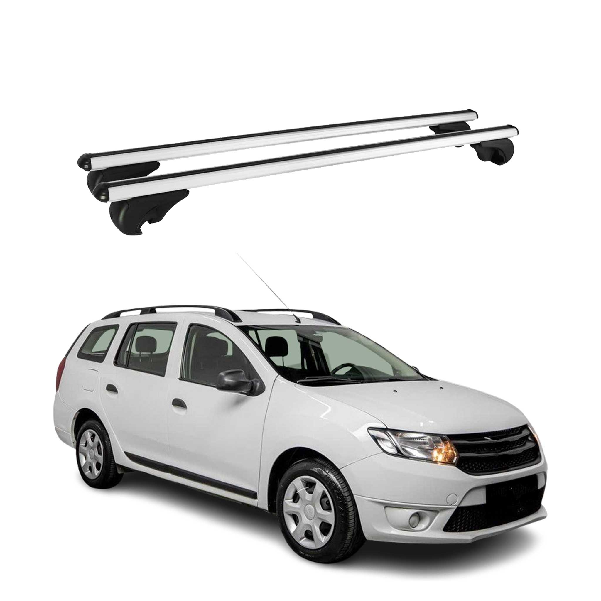 Omac Aluminium Dachträger Querträger Für Dacia Logan Mcv 2012-2021 – Tüv / Din 75302:2019 – Abschließbar – Max. 75 Kg – 2 Stangen Silber