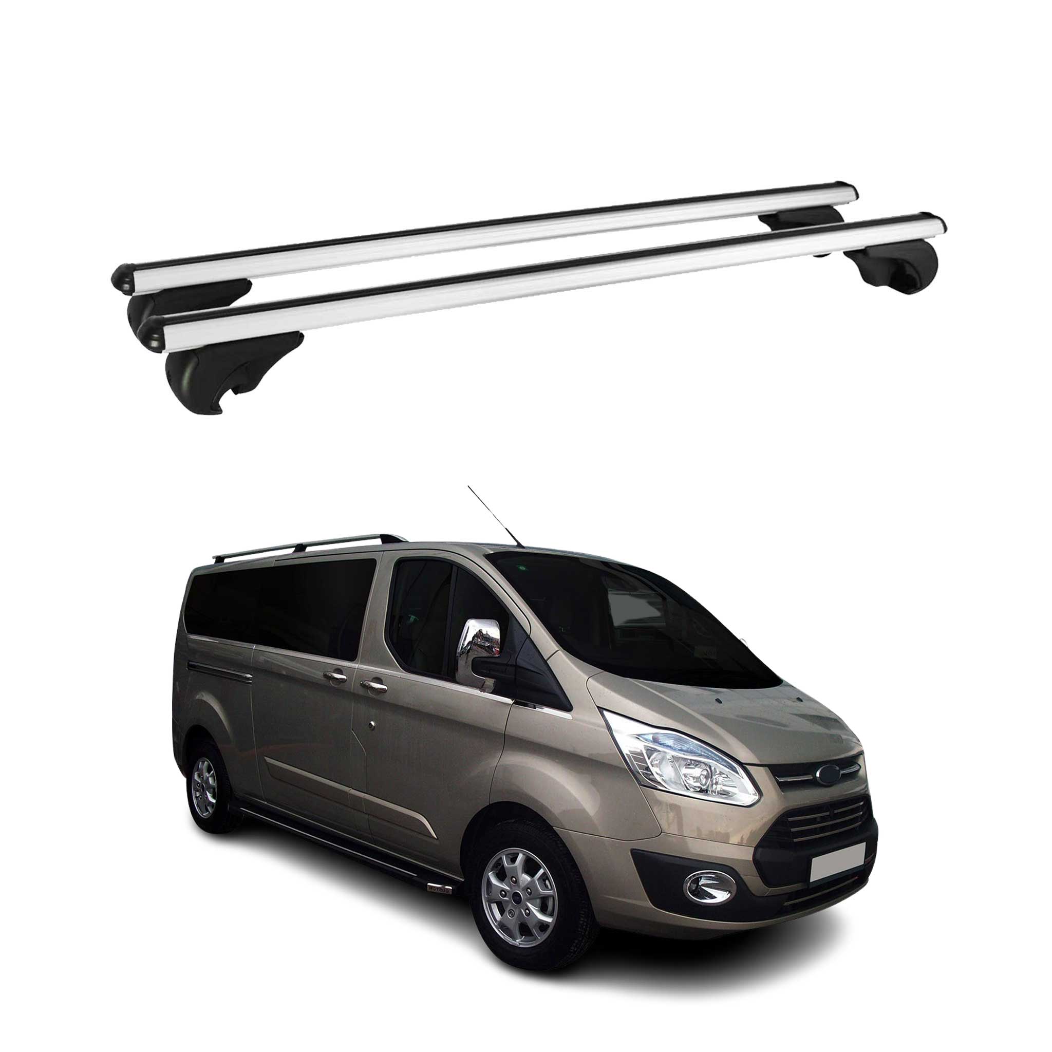 Omac Aluminium Dachträger Querträger Für Ford Transit Custom I 2012-2023 – Tüv / Din 75302:2019 – Abschließbar – Max. 75 Kg – 2 Stangen Silber