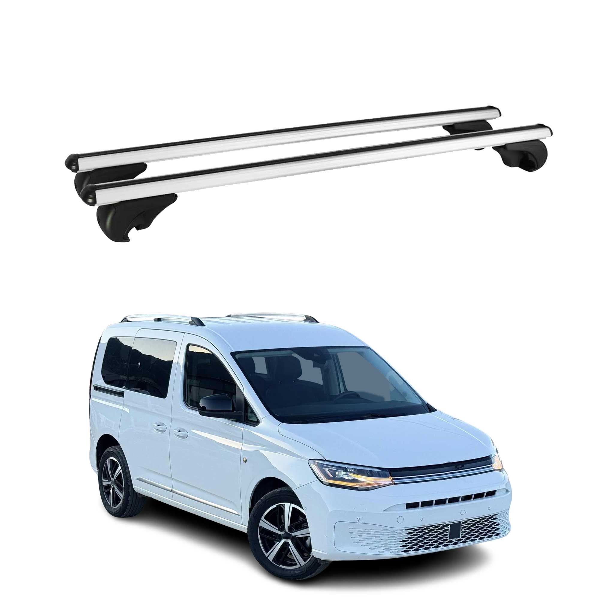 Omac Aluminium Dachträger Querträger Für Vw Caddy Iv 2020-2026 – Tüv / Din 75302:2019 – Abschließbar – Max. 75 Kg – 2 Stangen Silber