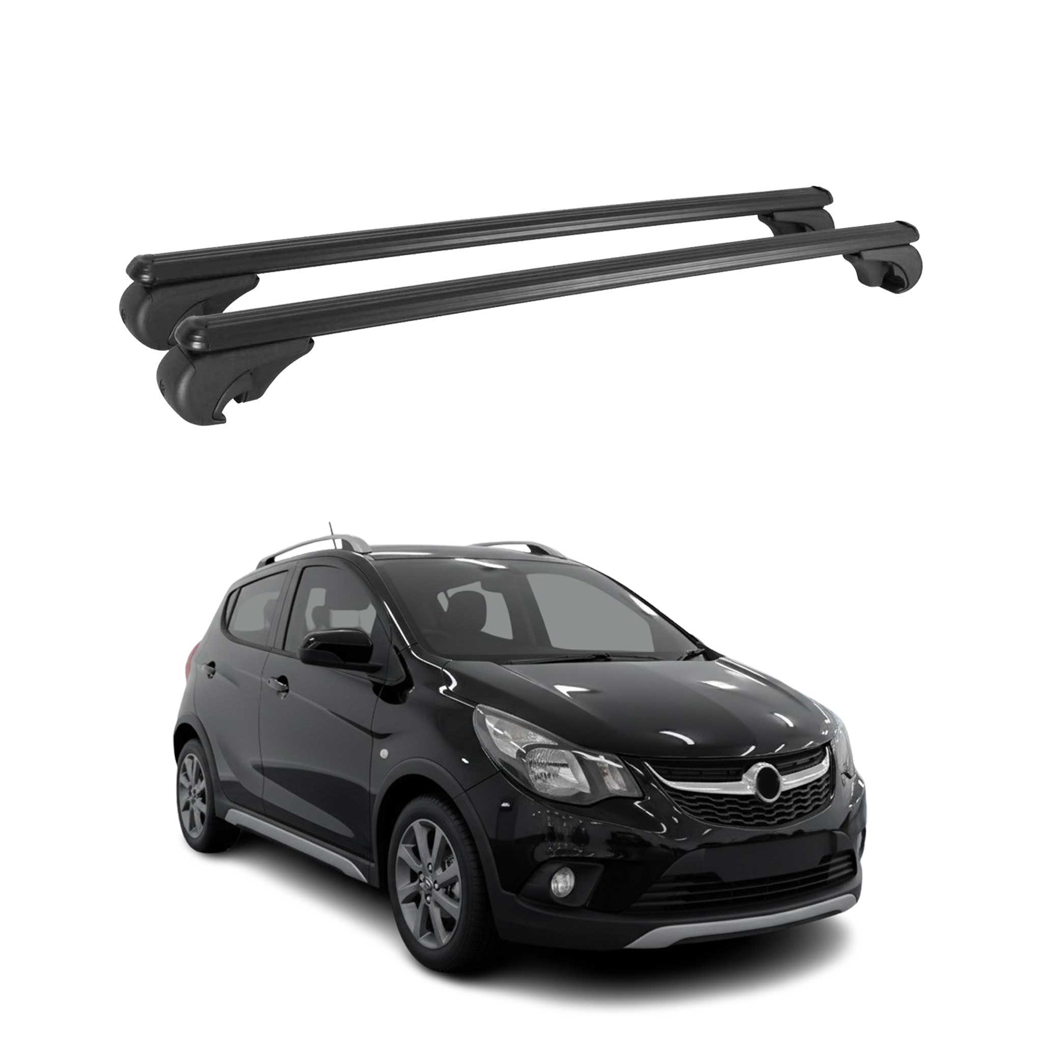 Omac Aluminium Dachträger Querträger Für Opel Karl Rocks 2017-2019 – Tüv / Din 75302:2019 – Abschließbar – Max. 75 Kg – 2 Stangen Schwarz