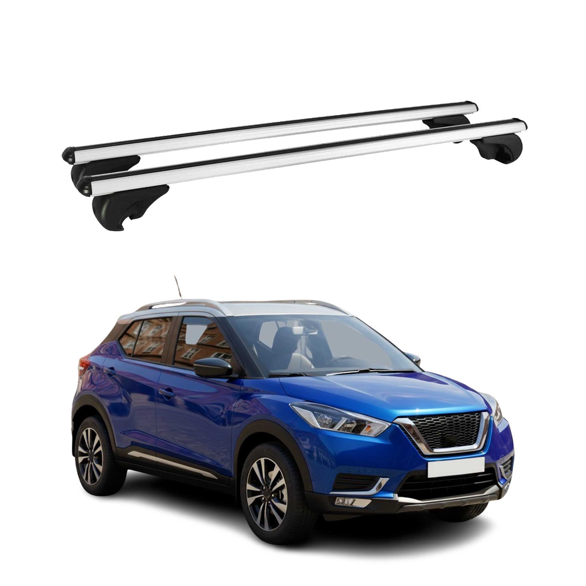 Omac Aluminium Dachträger Querträger Für Nissan Kicks I 2016-2026 – Tüv / Din 75302:2019 – Abschließbar – Max. 75 Kg – 2 Stangen Silber