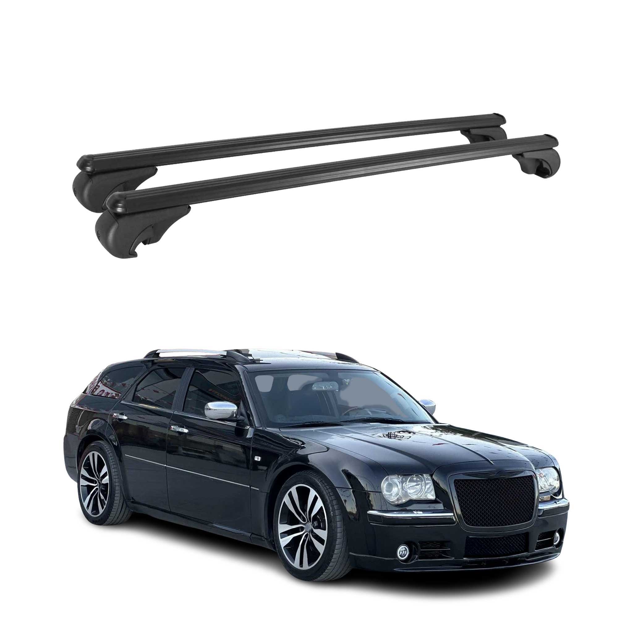 Omac Aluminium Dachträger Querträger Für Chrysler 300c Touring 2004-2010 – Tüv / Din 75302:2019 – Abschließbar – Max. 75 Kg – 2 Stangen Schwarz