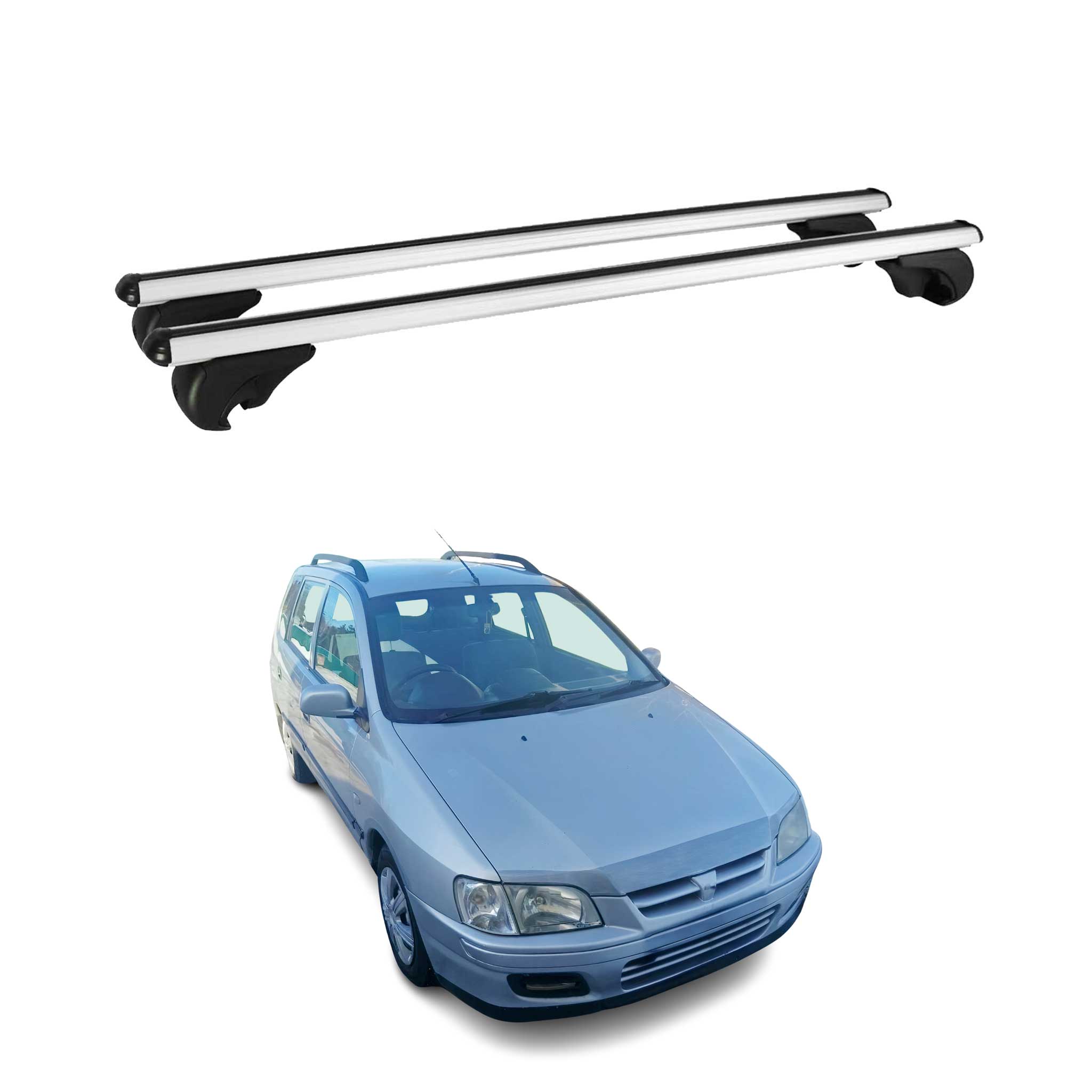 Omac Aluminium Dachträger Querträger Für Mitsubishi Space Star Mk1 1998-2005 – Tüv / Din 75302:2019 – Abschließbar – Max. 75 Kg – 2 Stangen Silber