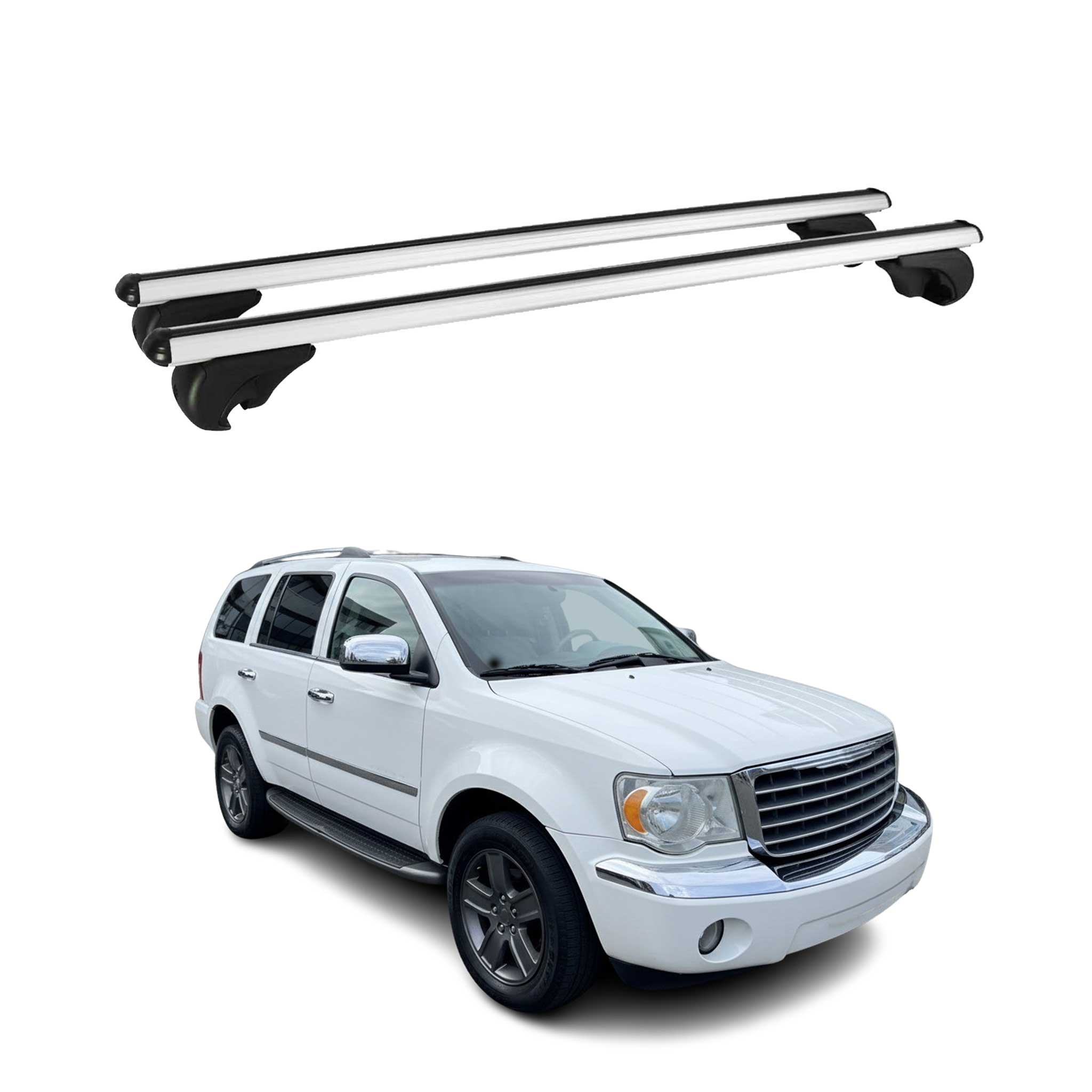 Omac Aluminium Dachträger Querträger Für Chrysler Aspen 2007-2009 – Tüv / Din 75302:2019 – Abschließbar – Max. 75 Kg – 2 Stangen Silber