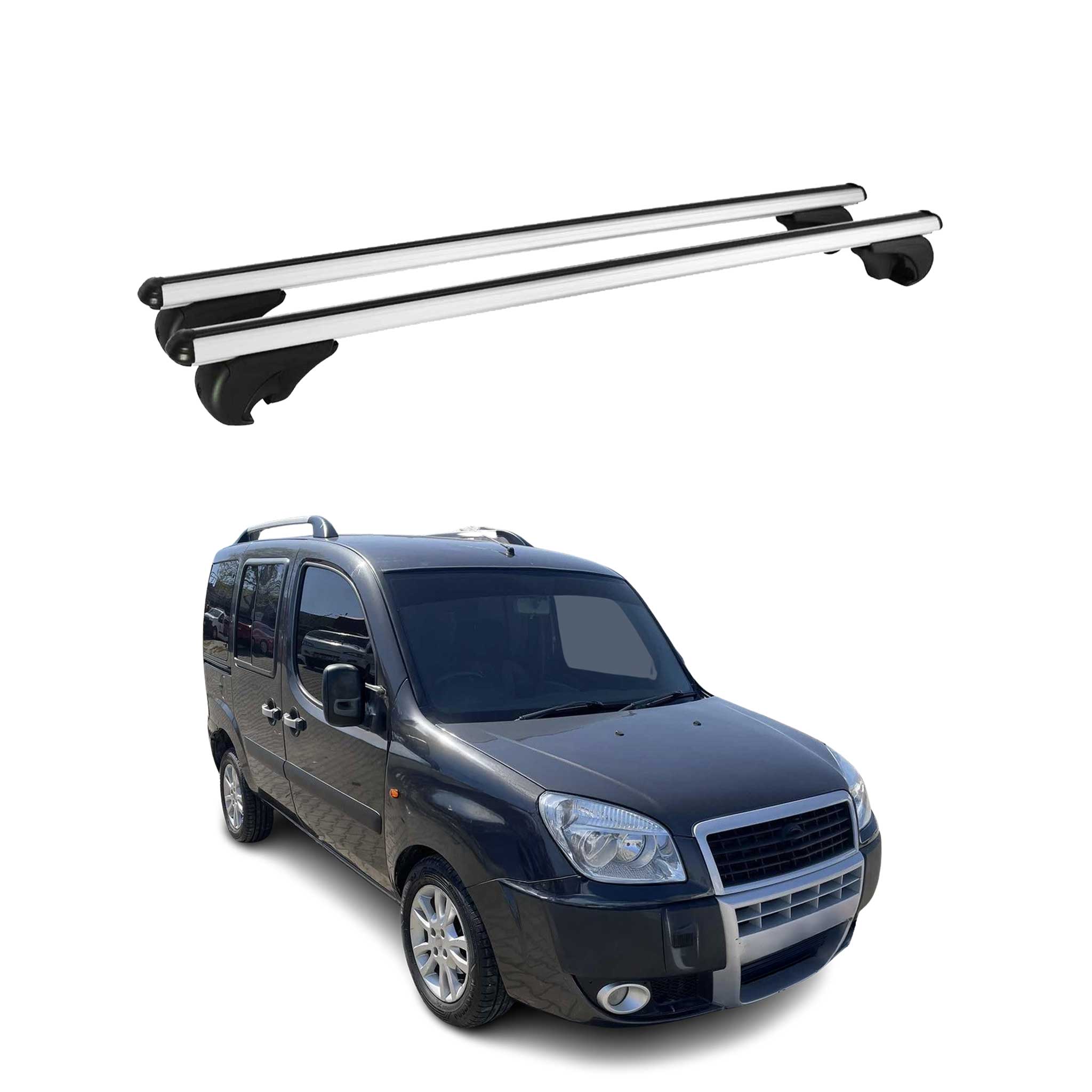 Omac Aluminium Dachträger Querträger Für Fiat Doblo I 2000-2010 – Tüv / Din 75302:2019 – Abschließbar – Max. 75 Kg – 2 Stangen Silber