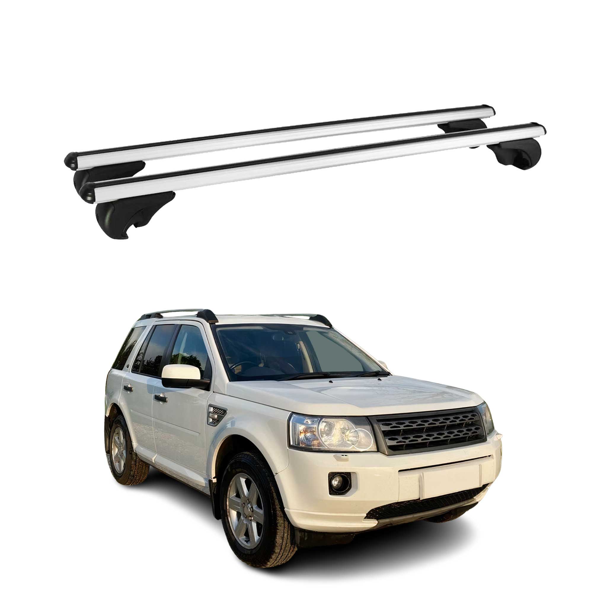 Omac Aluminium Dachträger Querträger Für Land Rover Freelander Ii L359 2007-2015 – Tüv / Din 75302:2019 – Abschließbar – Max. 75 Kg – 2 Stangen Silber