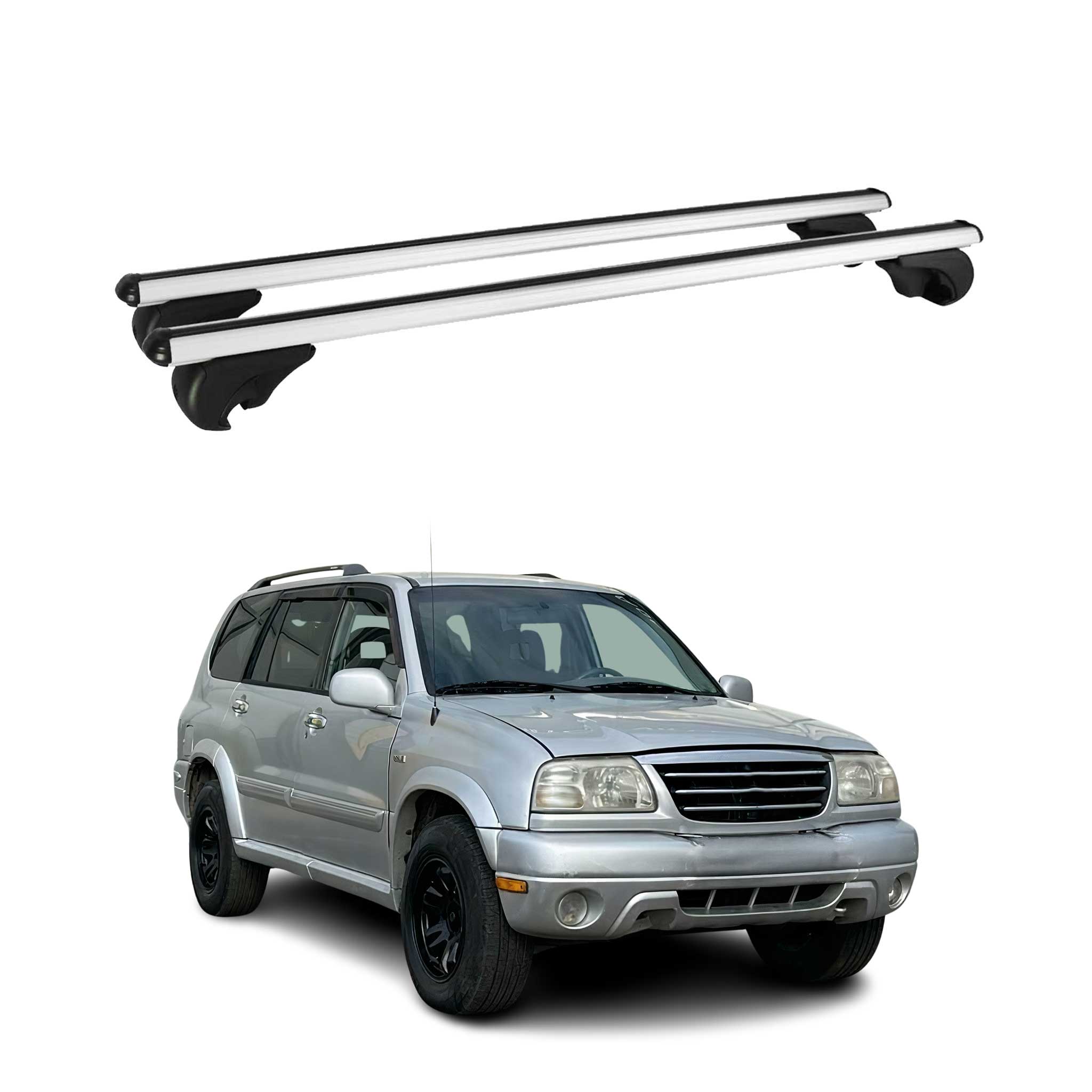 Omac Aluminium Dachträger Querträger Für Suzuki Grand Vitara 1998-2005 – Tüv / Din 75302:2019 – Abschließbar – Max. 75 Kg – 2 Stangen Silber