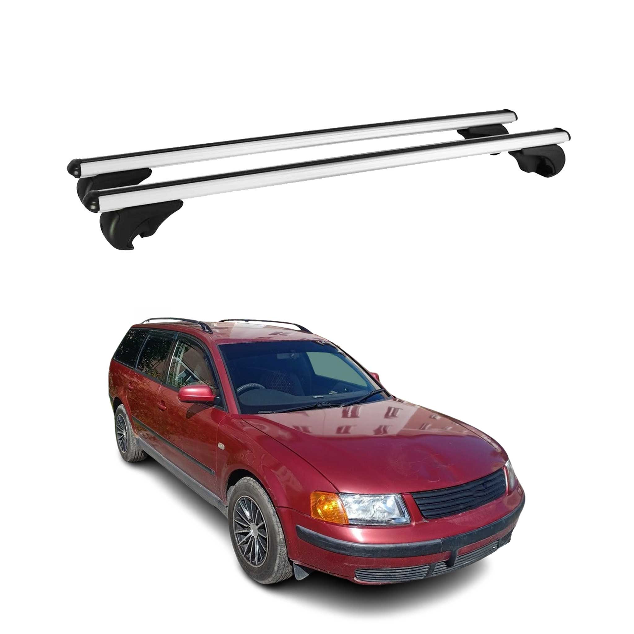 Omac Aluminium Dachträger Querträger Für Vw Passat B5 Variant 1996-2005 – Tüv / Din 75302:2019 – Abschließbar – Max. 75 Kg – 2 Stangen Silber